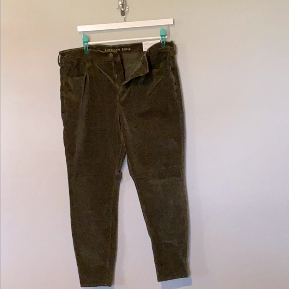 New AE Corduroy Jeans Leggings Olive Green sz 20